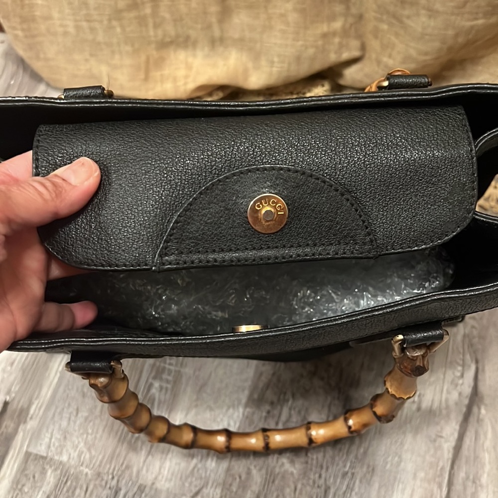 SOLD-SOLD.  Vintage Pre loved Gucci Suede with leather  ( bamboo) - Picture 8 of 17